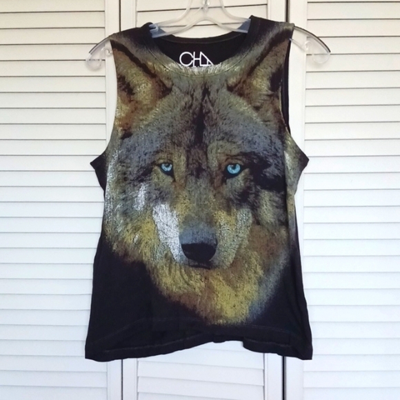 Chaser Lone Wolf Graphic Cotton Muscle Tank Top, Size S - Picture 3 of 8